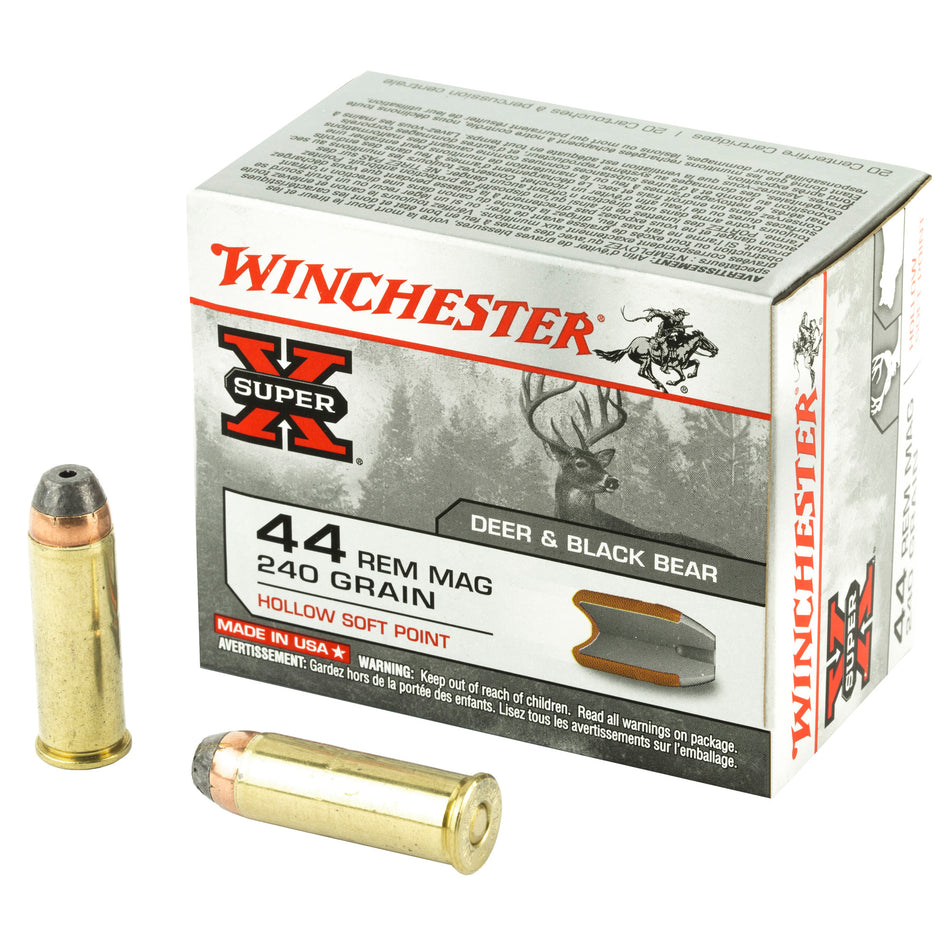 Winchester .44 Magnum Handgun Ammo SUPER-X Hollow Soft Point JHP 240 grain 