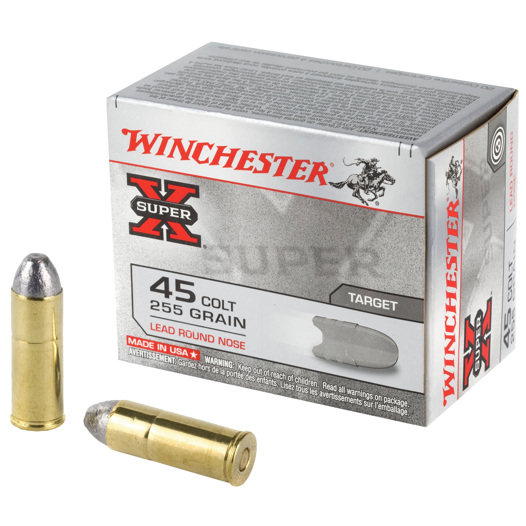 Winchester .45 Long Colt X45CP2 Super X Lead Round Nose LRN 255 Grain