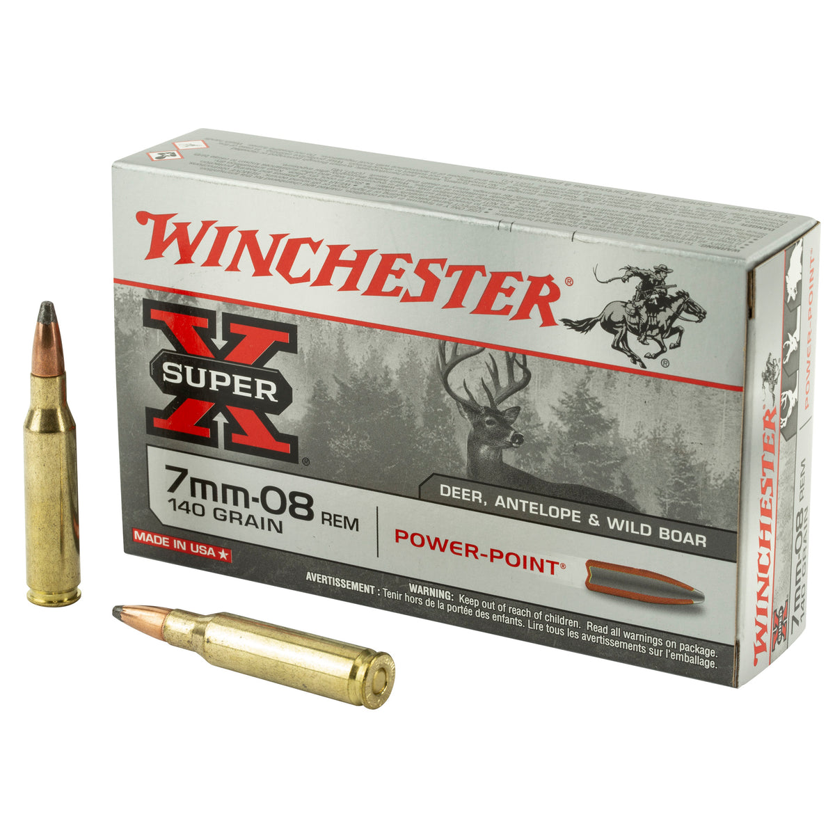 Winchester 7mm-08 Remington X708 Super-X Power-Point Pointed Soft Point PSP 140 Grain