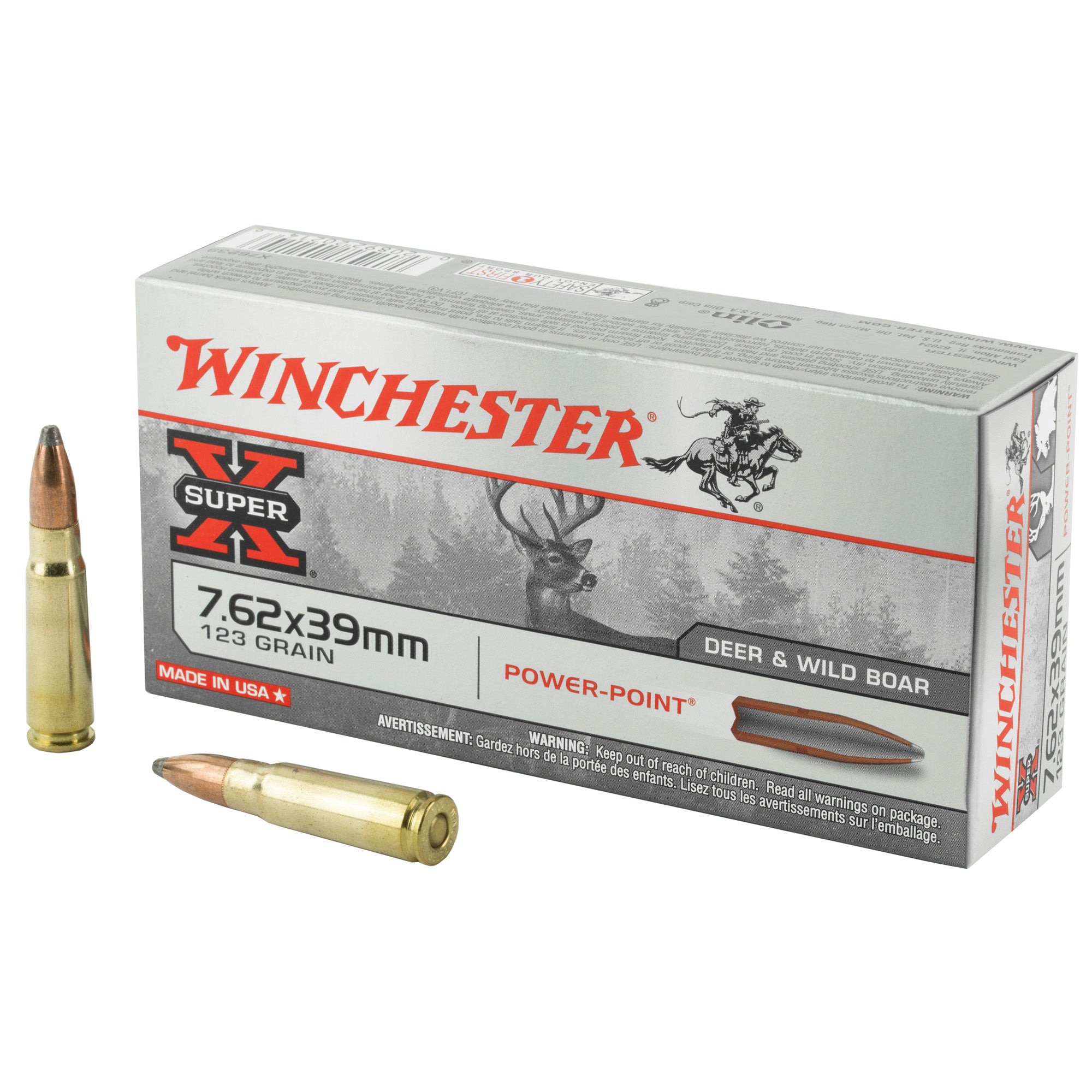 Winchester 7.62x39mm X76239 Super-X Power-Point 123 Grain