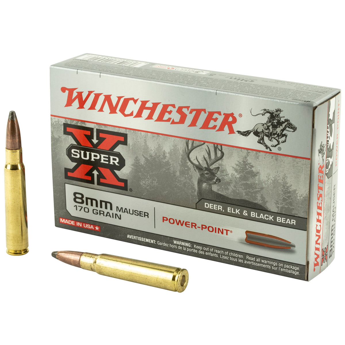 Winchester 8mm Mauser X8MM Super-X Power-Point Pointed Soft Point PSP 170 Grain