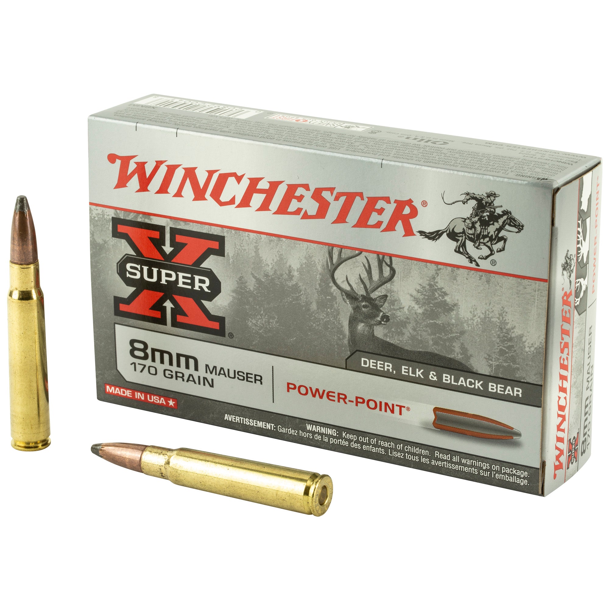 Winchester 8mm Mauser X8MM Super-X Power-Point Pointed Soft Point PSP 170 Grain