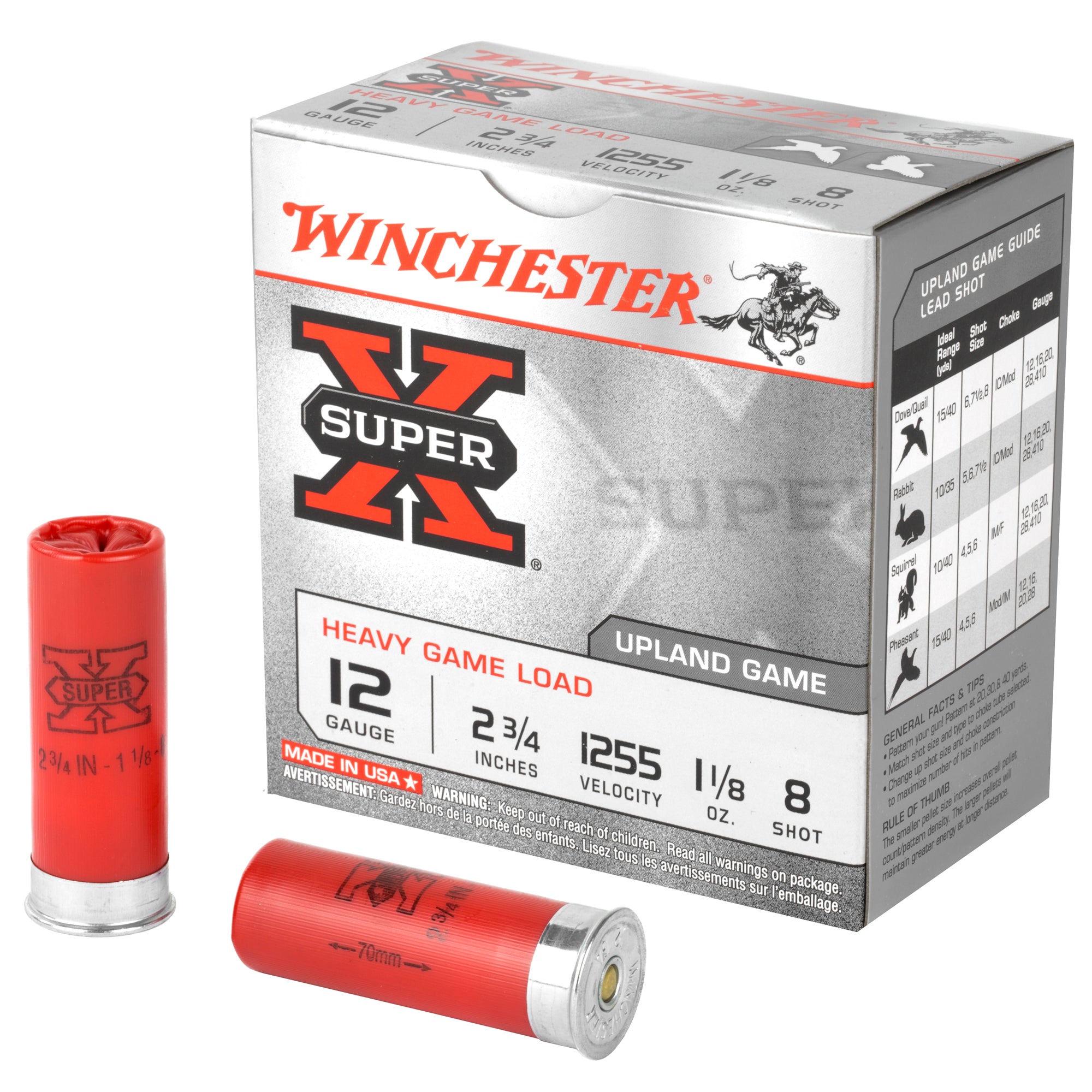 Winchester 12 Gauge XU12H8 Super X Heavy Game Load 2.75" 1-1/8oz 8 Shot