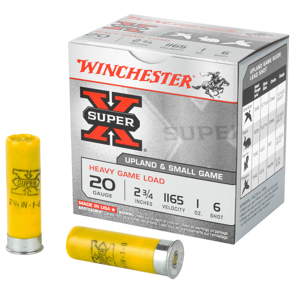 Winchester XU20H6 Super X Heavy Game Load 20 Gauge 2-3 4 1oz  6 1165 fps