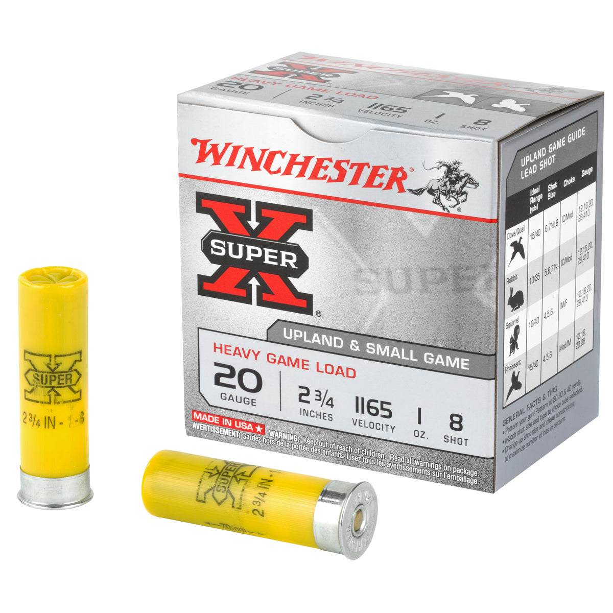 Winchester 20 Gauge XU20H8 Super X Heavy Game Load 2.75" 1oz 8 Shot