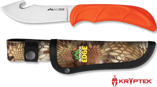 Outdoor Edge Wild Skin 4-Inch Guthook Skinner Knife with MO Nylon Belt Sheath
