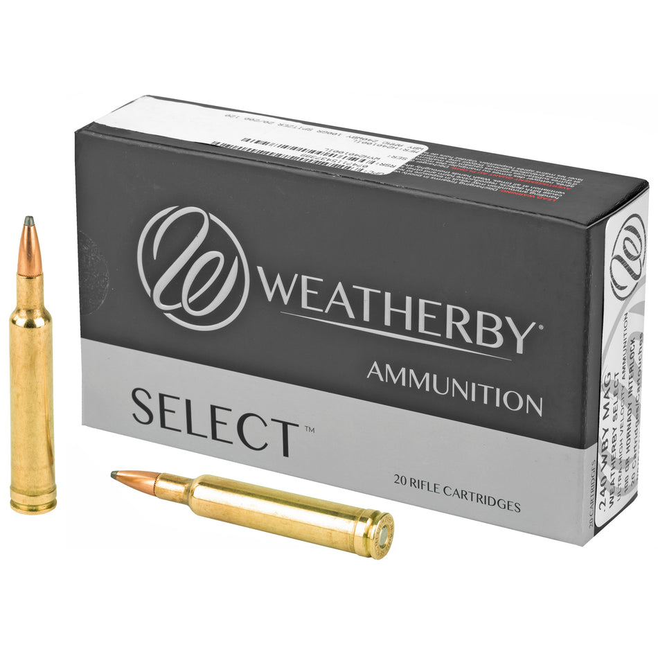 Weatherby .240 Weatherby Mag Rifle Ammo Select Hornady Interlock JSP 100 grain 
