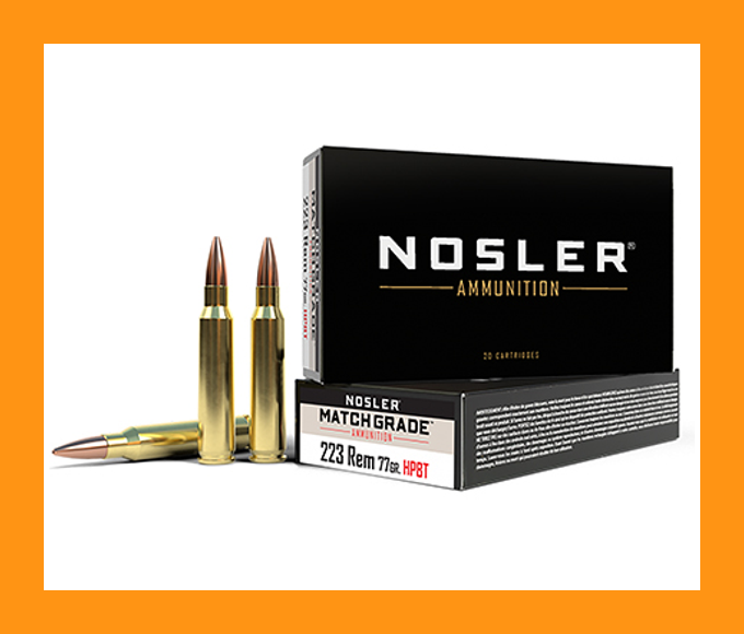 Nosler .223 Remington 60011 Match Grade Custom Competition Hollow Point Boat Tail 77 Grain