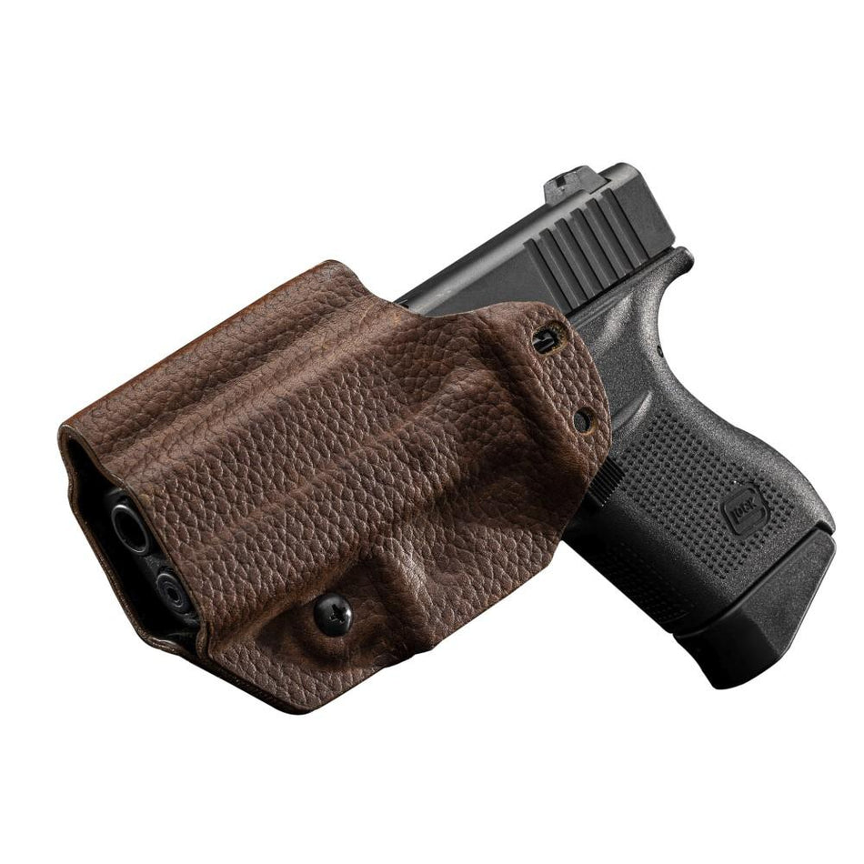 MFT Leather Hybrid AIWB/IWB/OWB Holster for Glock 43 and 43X Brown Ambi