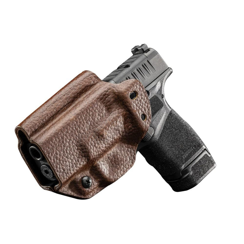 Mission First Tactical Hybrid Leather Holster for Springfield HellCat Brown Ambidextrous