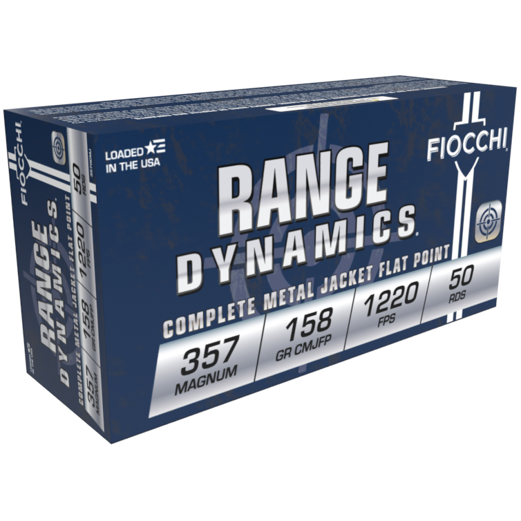 Fiocchi .357 Magnum 357GCMJ Range Dynamics Copper Metal Jacket Flat Point 158 Grain
