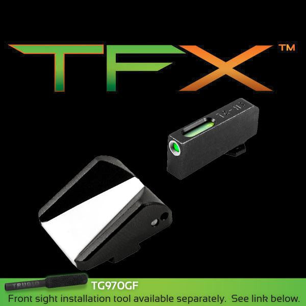 Truglo TFX Tritium Fiber Optic XTREME Sight Set for Glock - F.A.S.T. Rear / TFX Front White