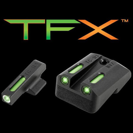 Truglo TFX Day/Night Tritium Fiber-Optic Sights Novak LoMount Cut - 1911 Government White Outline Front