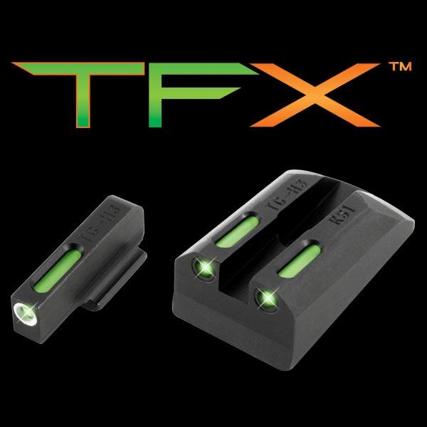 Truglo TFX Day/Night Tritium Fiber-Optic Sights Ruger SR9 SR40 SR45 White Outline Front Green Rear