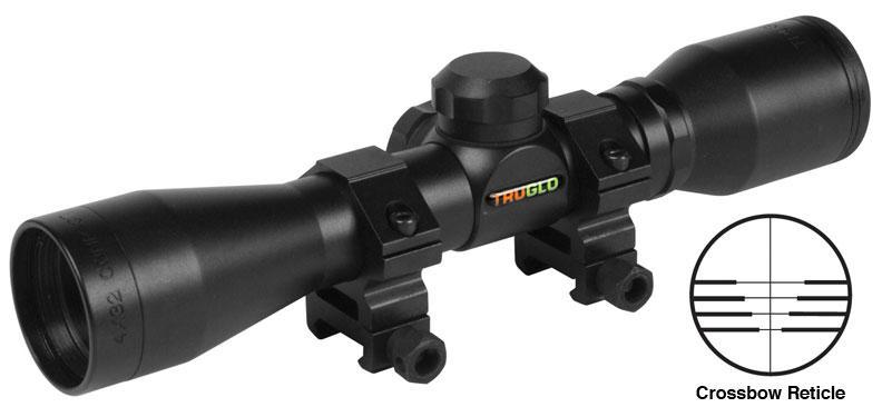 Truglo 4x32 Compact Crossbow Scope with Weaver Style Rings Crossbow Reticle Black