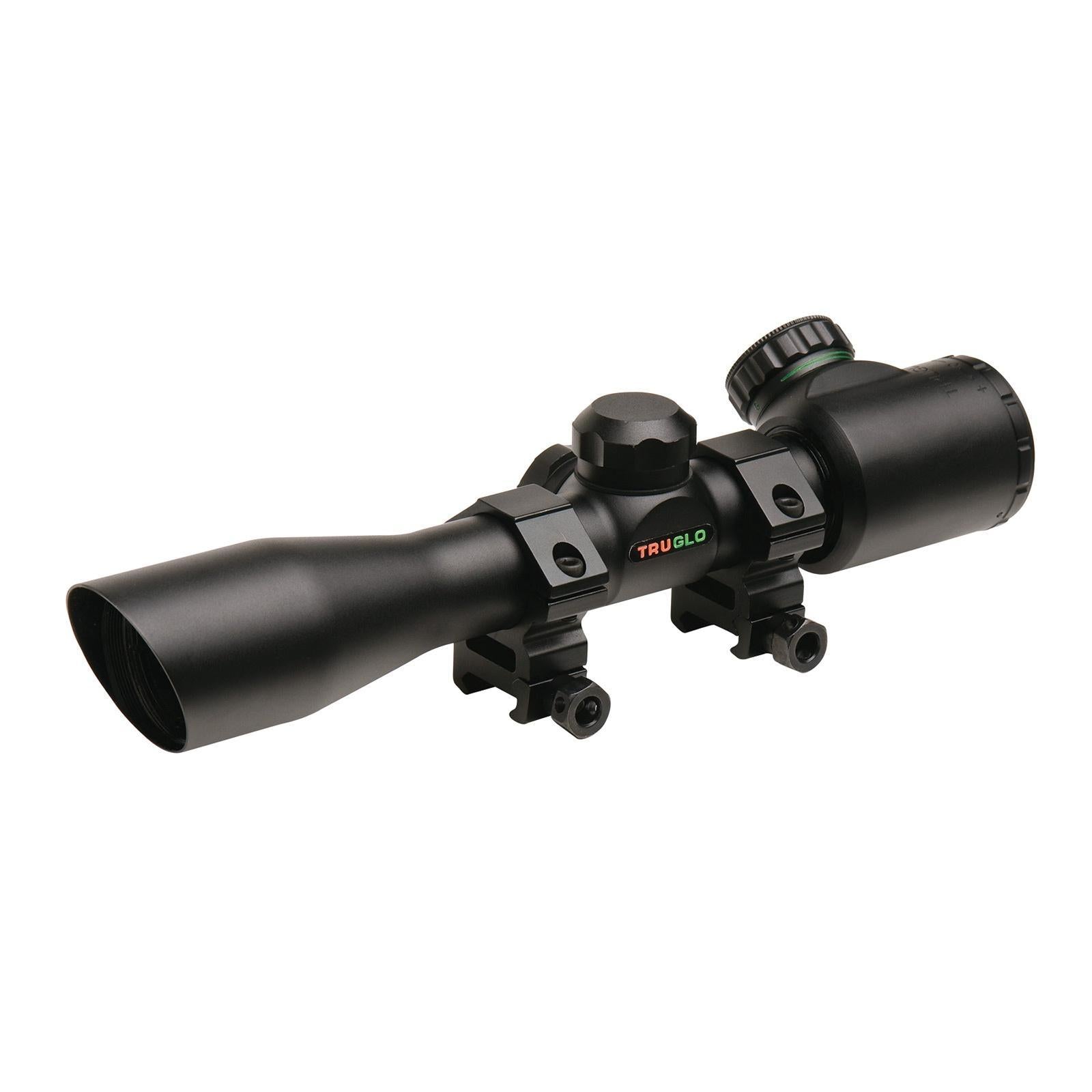 Truglo 4x32 Crossbow Scope Dual Color Illuminated Reticle with Weaver Rings Matte Black