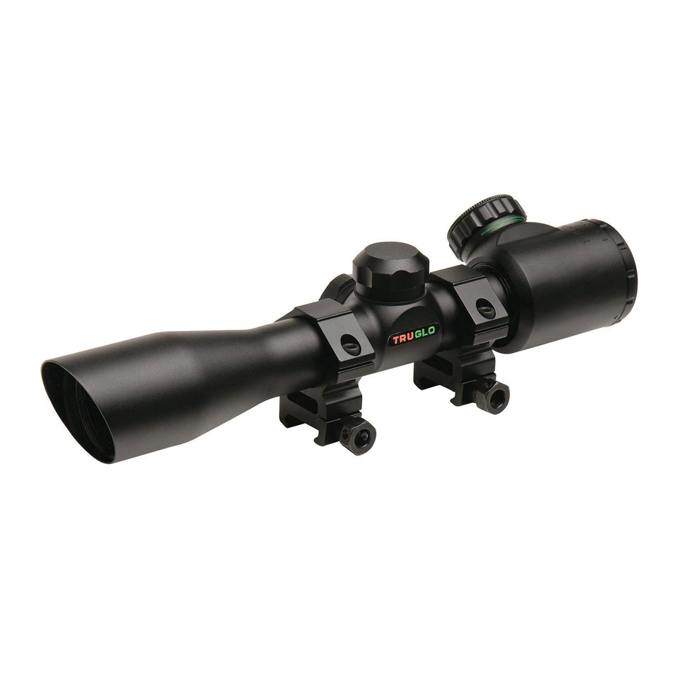 Truglo 4x32 Crossbow Scope Dual Color Illuminated Reticle with Weaver Rings Matte Black