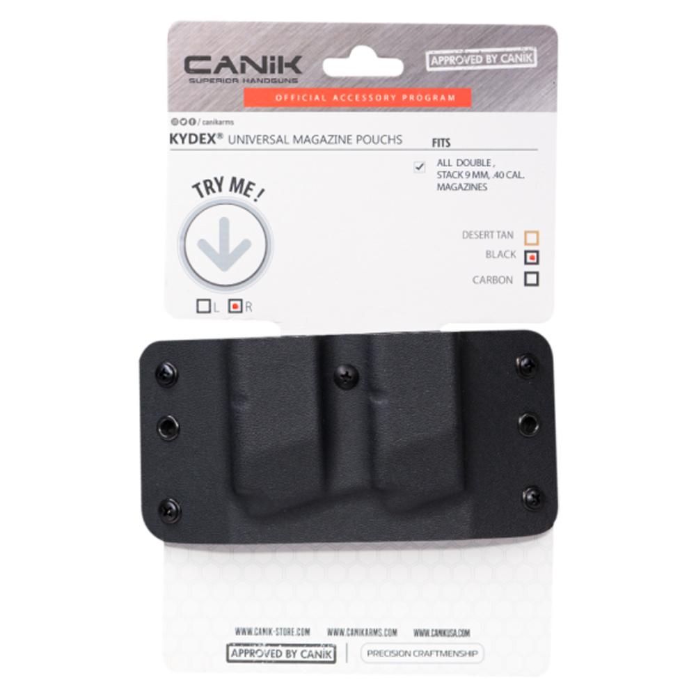 Canik Kydex Double Mag Carrier Black Compatible with Double Stack 9mm and .40 Magazines