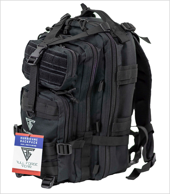 Full Forge Gear Hurricane Tactical MOLLE Backpack Black 18x11x11