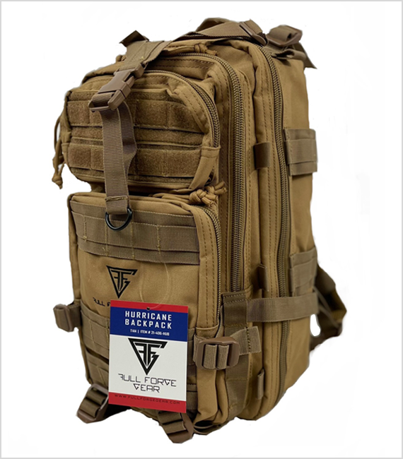 Full Forge Gear Hurricane Tactical MOLLE Backpack Tan 18x11x11