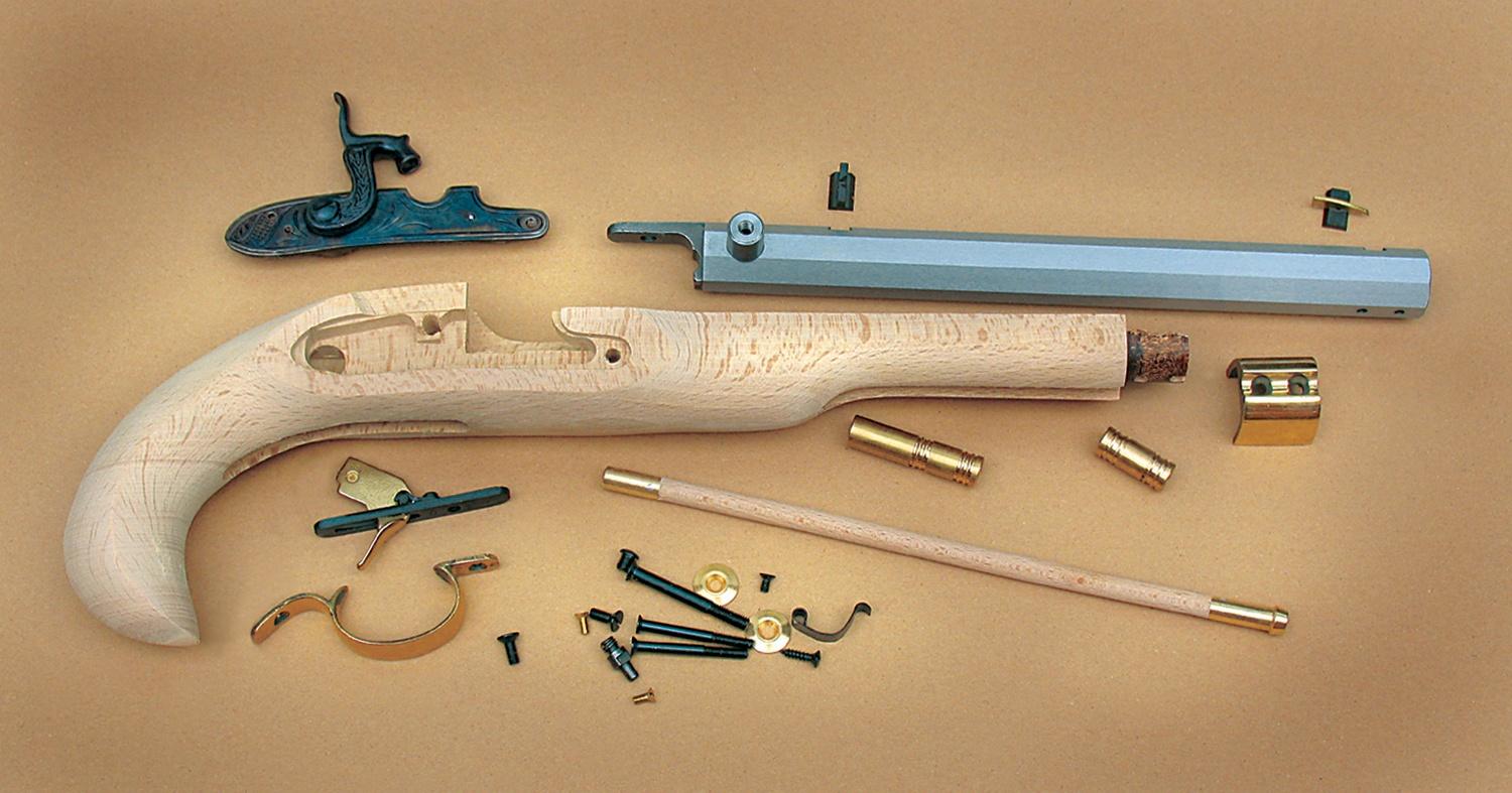 Traditions Black Powder Kentucky Pistol DIY Kit Select Raw Hardwood .50 Caliber 10" Barrel