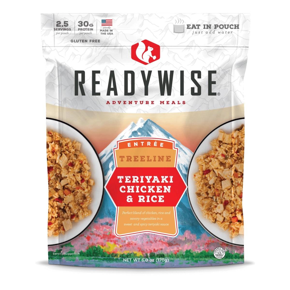 Readywise Treeline Teriyaki Chicken & Rice Outdoor Meal 6 oz Resealable Pouch