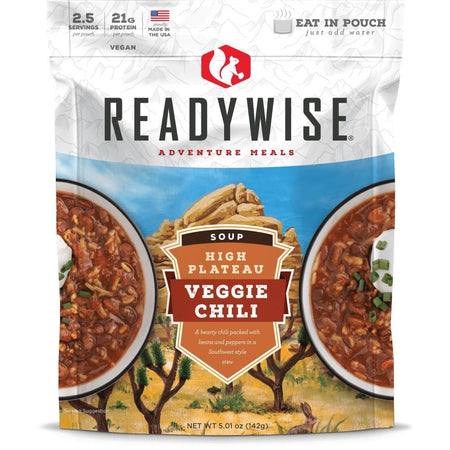 Readywise Veggie Chili Soup High Plateau 3 oz Lightweight Resealable Pouch