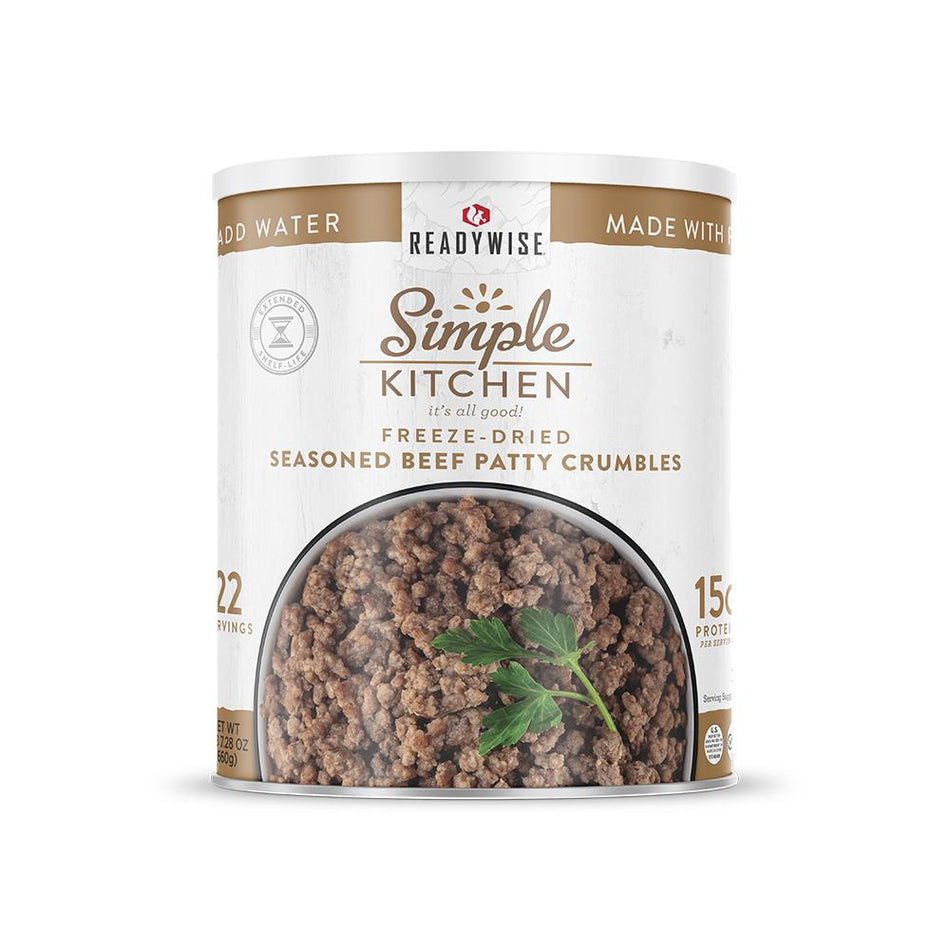 Readywise Simple Kitchen Freeze-Dried Beef Patty Crumbles 22 Servings