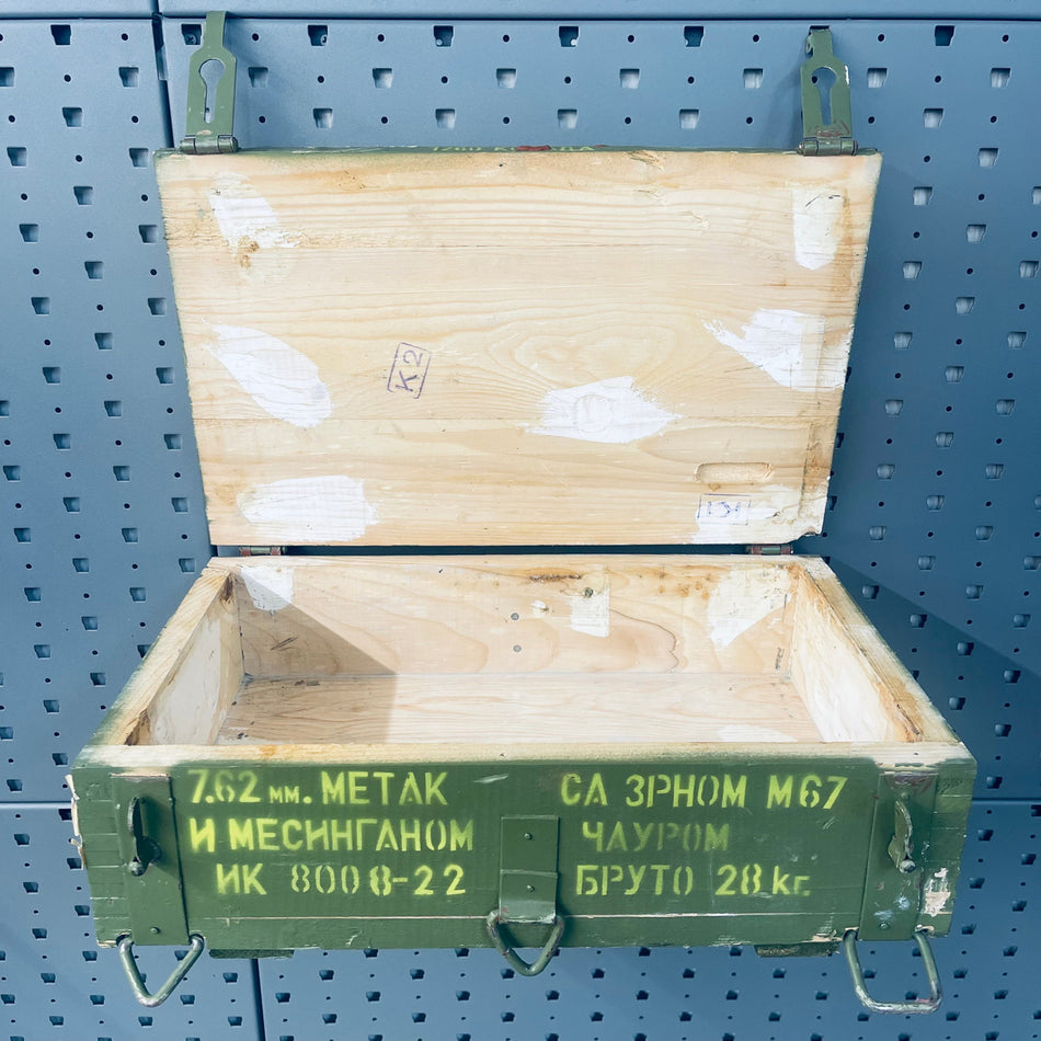 Vintage Yugoslavian M67 7.62MM Green Wooden Ammo Crate - DOES NOT INCLUDE AMMO