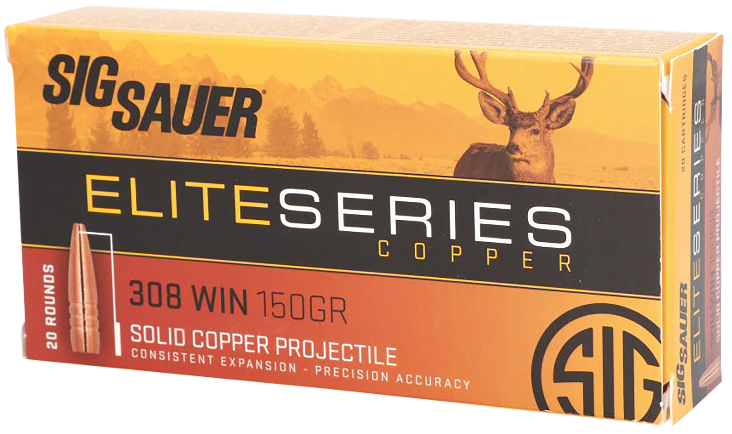 Sig Sauer .308 Win / 7.62x51mm E308H120 Elite Copper Hunting Copper Solid 150 Grain