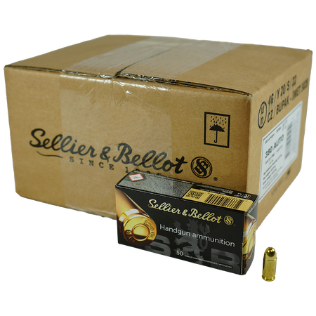 Sellier and Bellot .380 ACP/Auto Handgun Ammo Handgun Full Metal Jacket FMJ 92 grain 