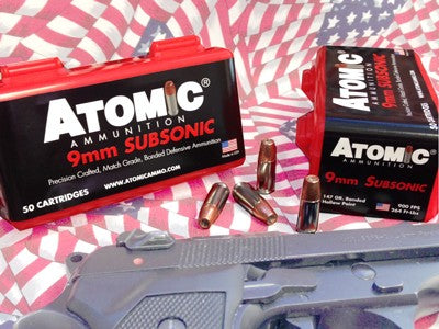 Atomic 9mm Luger/Parabellum 438 Subsonic Bonded Match Hollow Point 147 Grain