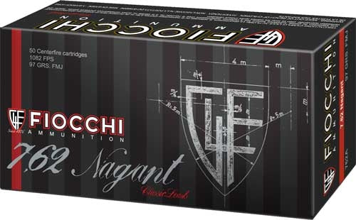 Fiocchi 7.62x38mmR Nagant 762A Heritage Full Metal Jacket FMJ 97 Grain