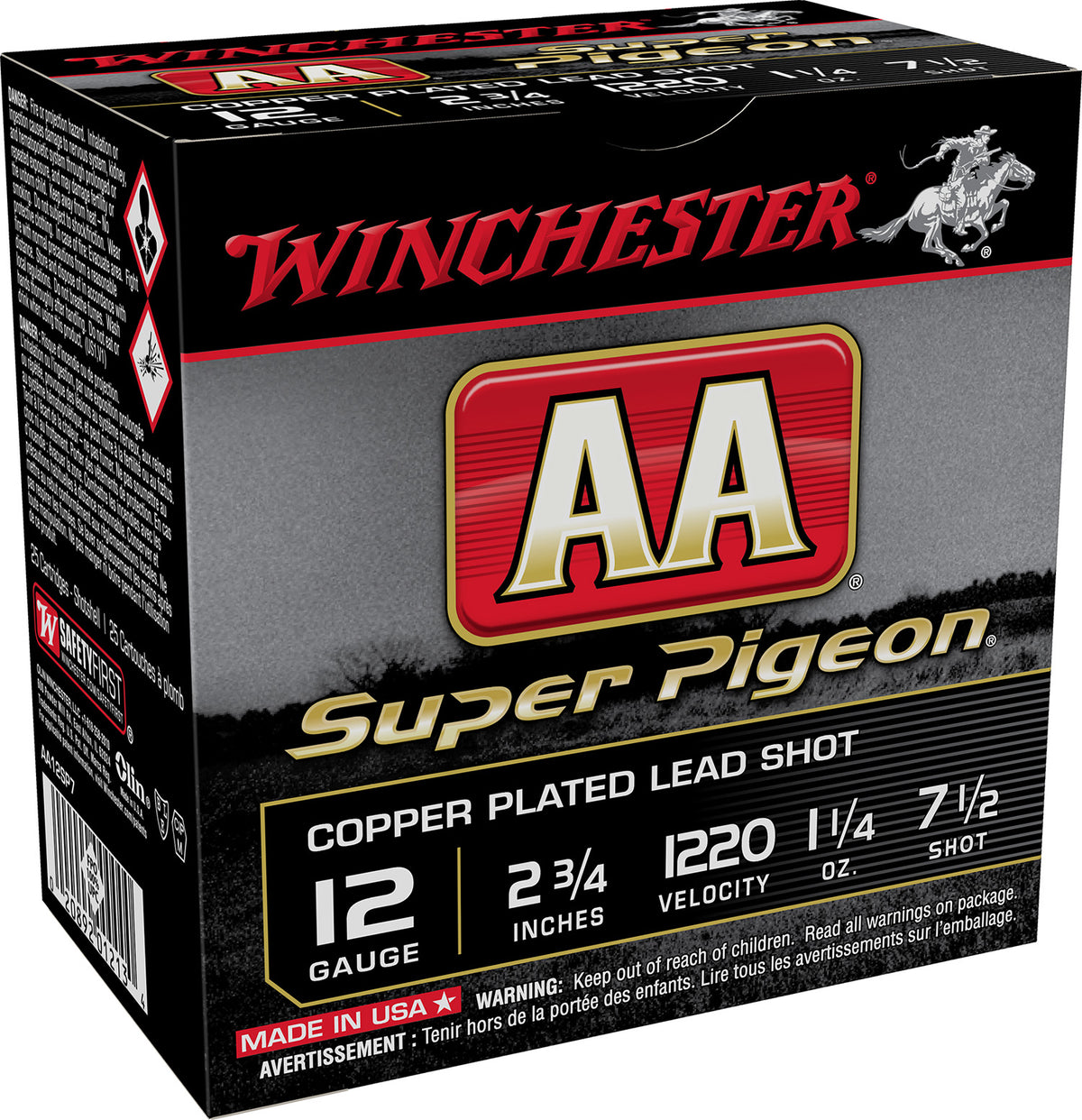 Winchester 12 Gauge AA12SP7 AA Super Pigeon 2.75" 1-1/4oz 7.5 Shot