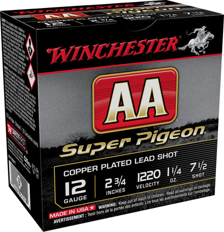 Winchester 12 Gauge AA12SP7 AA Super Pigeon 2.75" 1-1/4oz 7.5 Shot