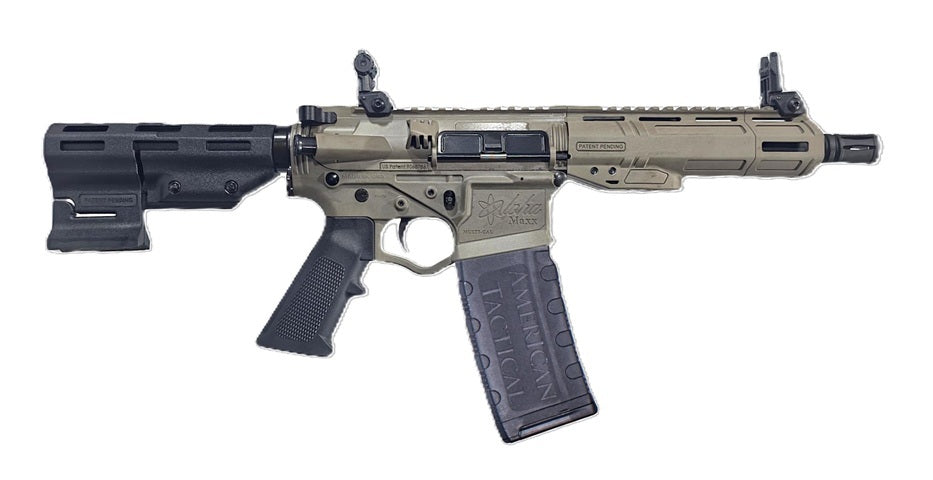 ATI Alpha Maxx 5.56 NATO AR Pistol, 7.5" Threaded Barrel, FDE Receiver, M-LOK Handguard, Polymer Brace, A2 Grip, 30-Round Mag