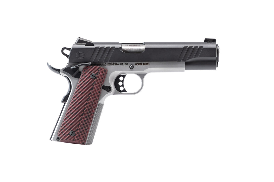 Bersa B1911 Full Size .45 ACP 8+1 5" Stainless Barrel Black Frame Rosewood Grip