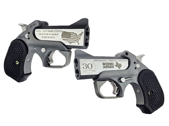 Bond Arms BA30THXL 30th Anniversary .45 Colt/.410 Gauge 2-Round 3" Engraved Stainless Derringer, Black Extended B6 Resin Grips