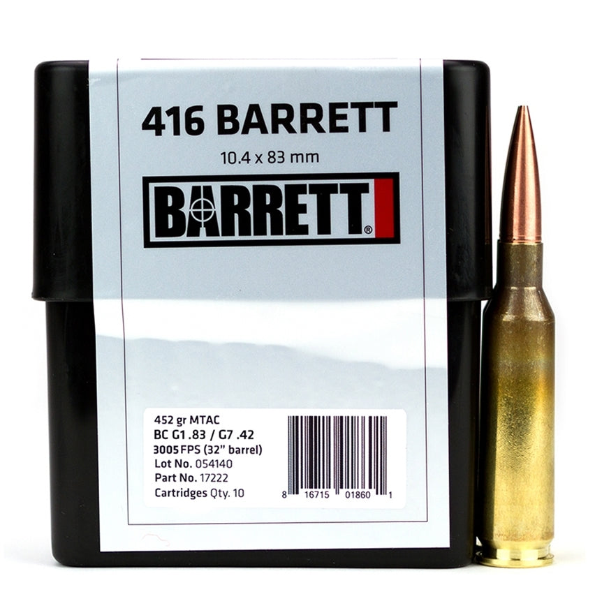 Barrett Firearms .416 Barrett Rifle Ammo Match Grade MTAC Solid 452 grain 