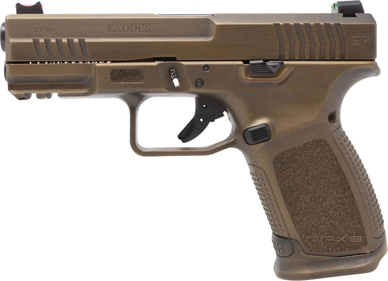 Gforce Arms GFRPX3C9BNZ Exodus 9mm Luger 15+1 4.02" Black Steel Barrel, Bronze Cerakote Serrated Steel Slide, Bronze Cerakote Polymer Frame w/Accessory Rail, Textured Grip