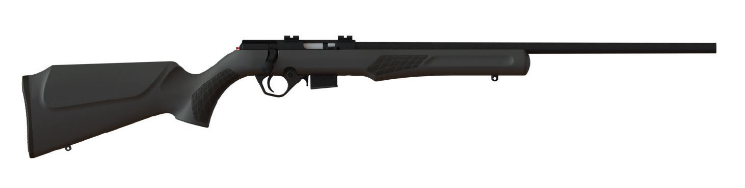 Rossi RB17H2111 RB17 Full Size 17 HMR 5+1, 21" Matte Black Button Rifled Free Floating Steel Barrel, Matte Black Stainless Steel Receiver, Black Fixed Monte Carlo Stock, Right Hand