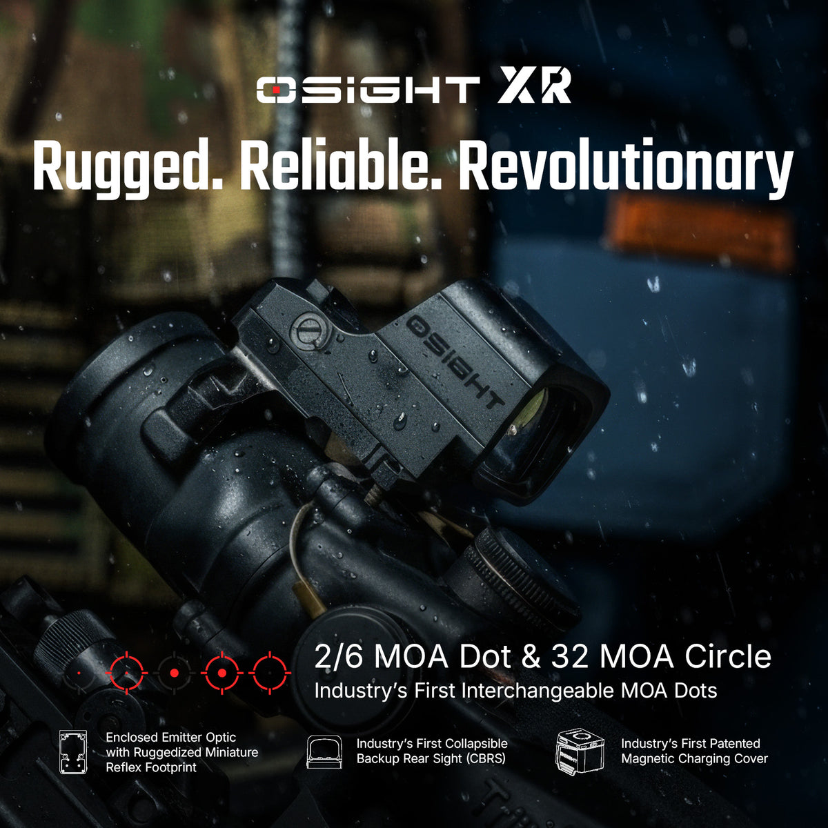 Osight XR Enclosed Red Dot Sight RMR Footprint 2/6+32 MOA Multi-Reticle System