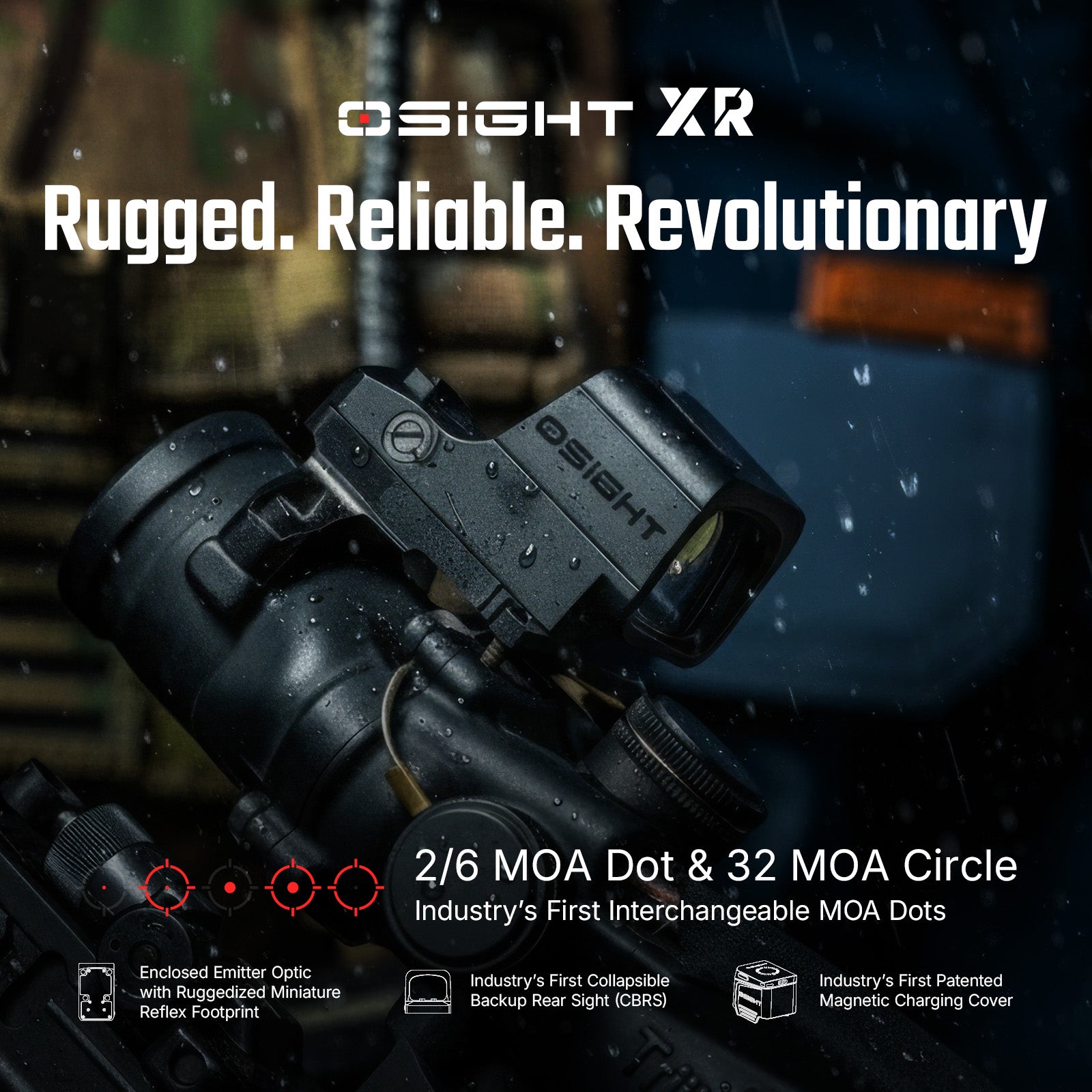 Osight XR Enclosed Red Dot Sight RMR Footprint 2/6+32 MOA Multi-Reticle System