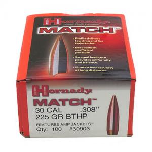 Hornady 30 Cal 225gr BTHP Match Reloading Bullets