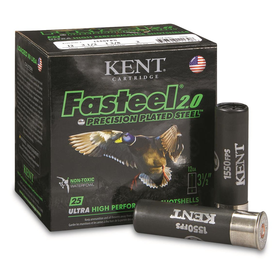 Kent Cartridge 12 Gauge K1235FS402 Fasteel 2.0 Waterfowl 3.5" 1-3/8oz 2 Shot