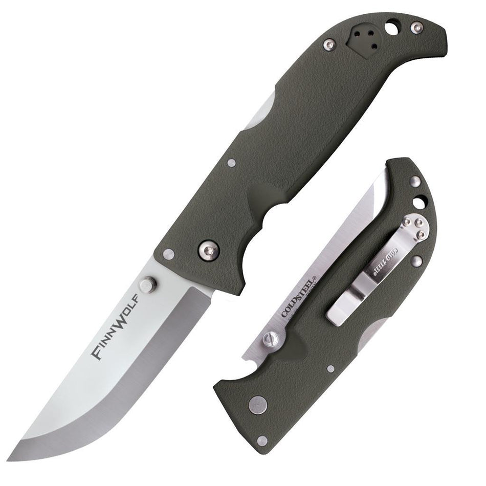 Cold Steel Finn Wolf Folding Knife 3.5" AUS8A Blade OD Green Griv-Ex Handle