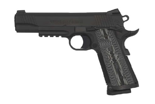 Colt O1080RGCCU CCU Rail Government 45 ACP 8+1 5" Stainless National Match Barrel, Matte Black DLC Serrated Stainless Steel Slide & Frame w/Picatinny Rail Black Scalloped G10 Grip, Ambidextrous