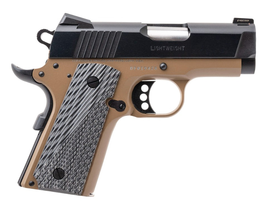 Colt O7800XEFDE Defender .45 ACP 7+1 3" Black Carbon Steel Serrated Slide, Flat Dark Earth Aluminum Frame w/Beavertail, G10 Grip