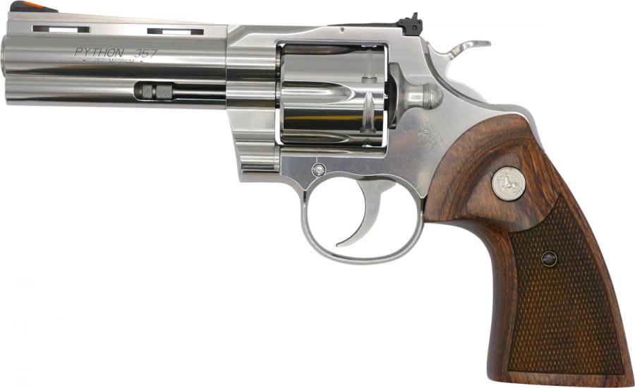 Colt Python .357 Mag/.38 Special Revolver, 6-Shot, 4.25" Stainless Barrel, Walnut Medallion Grip