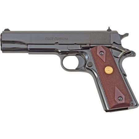 Colt O1911C38RB Government .38 Super 9+1, 5" National Match Barrel, Blued Serrated Slide, Blued Steel Frame w/Beavertail